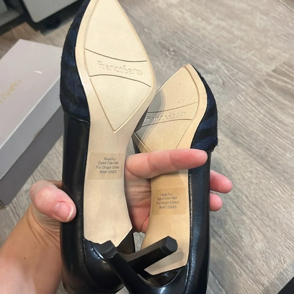 Franco Sarto Janine Navy Leather Suede Pumps NWT - Picture 6 of 7